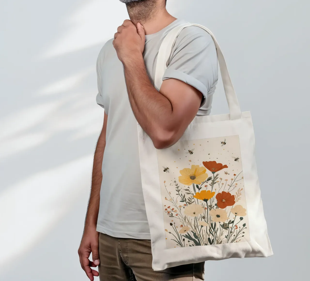 Fiori selvatici e api estive borsa in juta da pixelbull - medieval art and more
