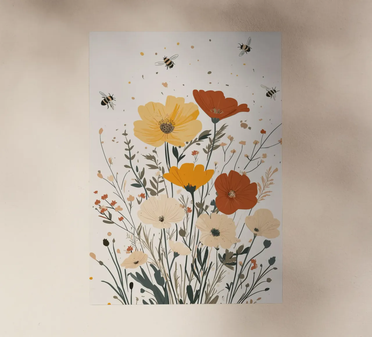 Fiori selvatici e api estive pellicola backlit da pixelbull - medieval art and more