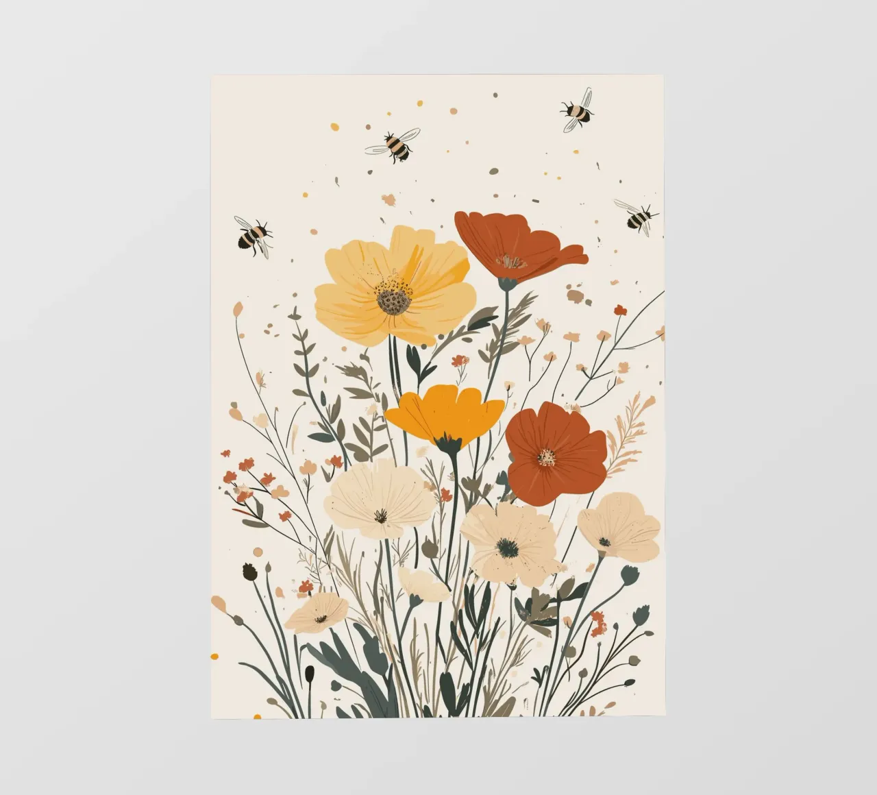 Fiori selvatici e api estive telo in pvc da pixelbull - medieval art and more