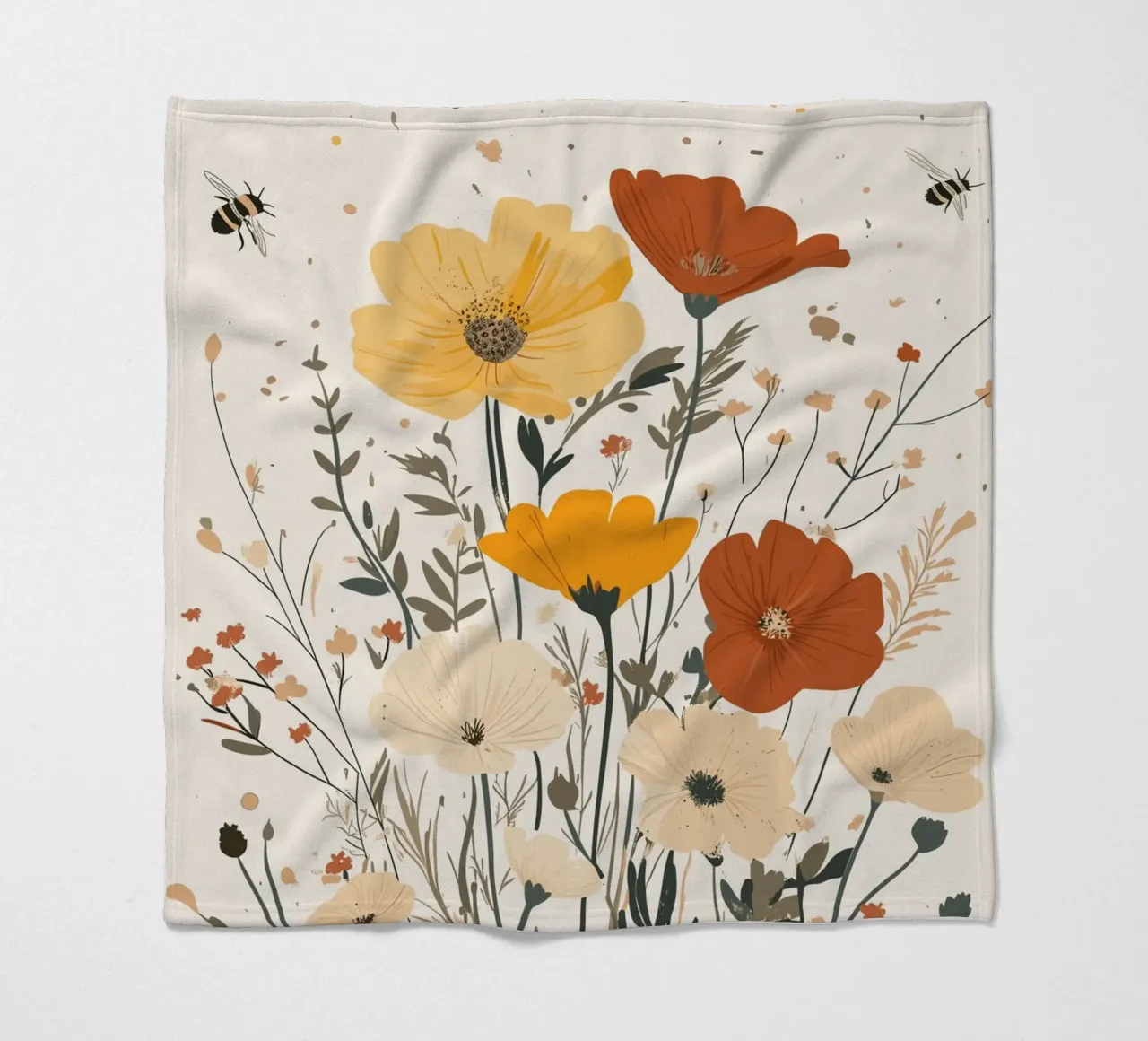 Fiori selvatici e api estive coperta in pile da pixelbull - medieval art and more