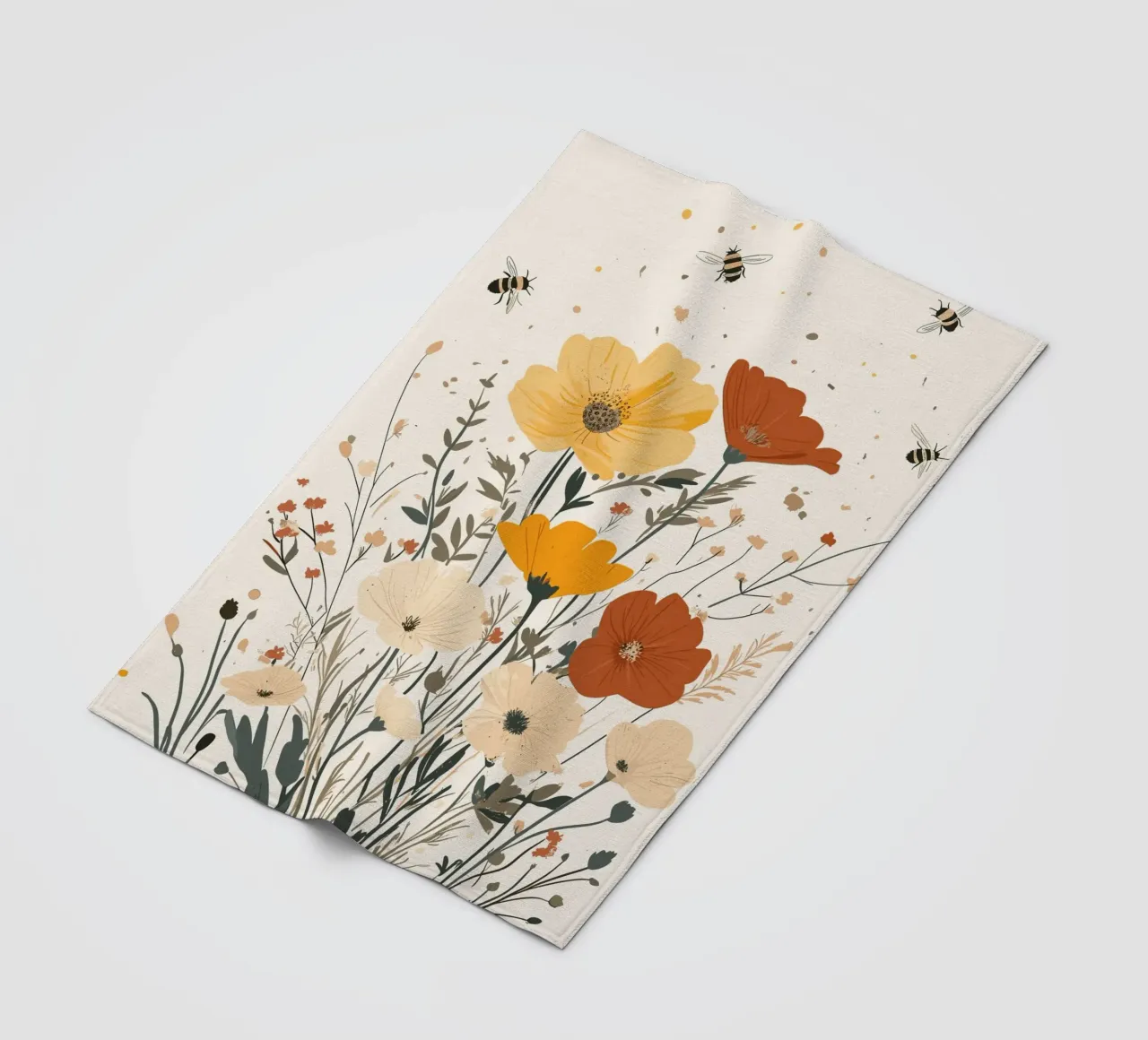 Fiori selvatici e api estive coperta in pile da pixelbull - medieval art and more