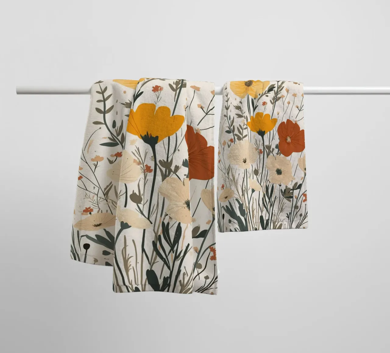 Fiori selvatici e api estive asciugamano da bagno da pixelbull - medieval art and more