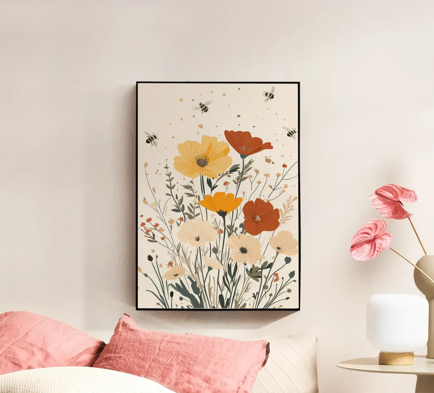 Fleurs sauvages et abeilles d'été plexiglas de pixelbull - medieval art and more