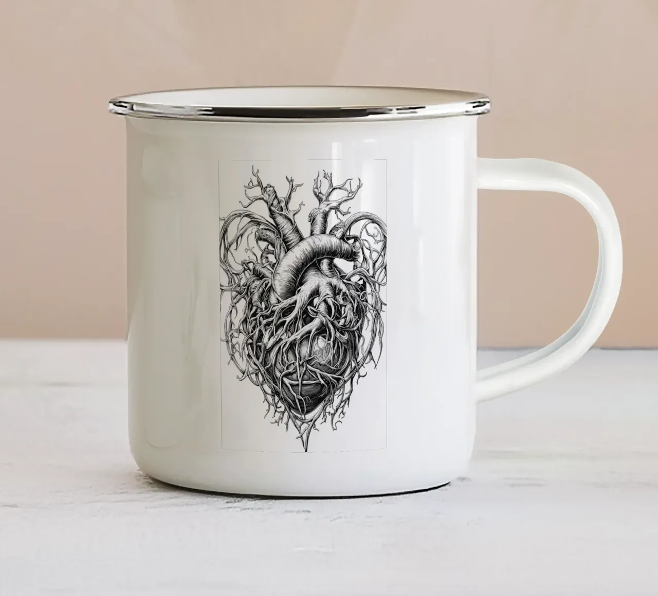 L'anatomia intrecciata della natura tazza in smalto da pixelbull - medieval art and more