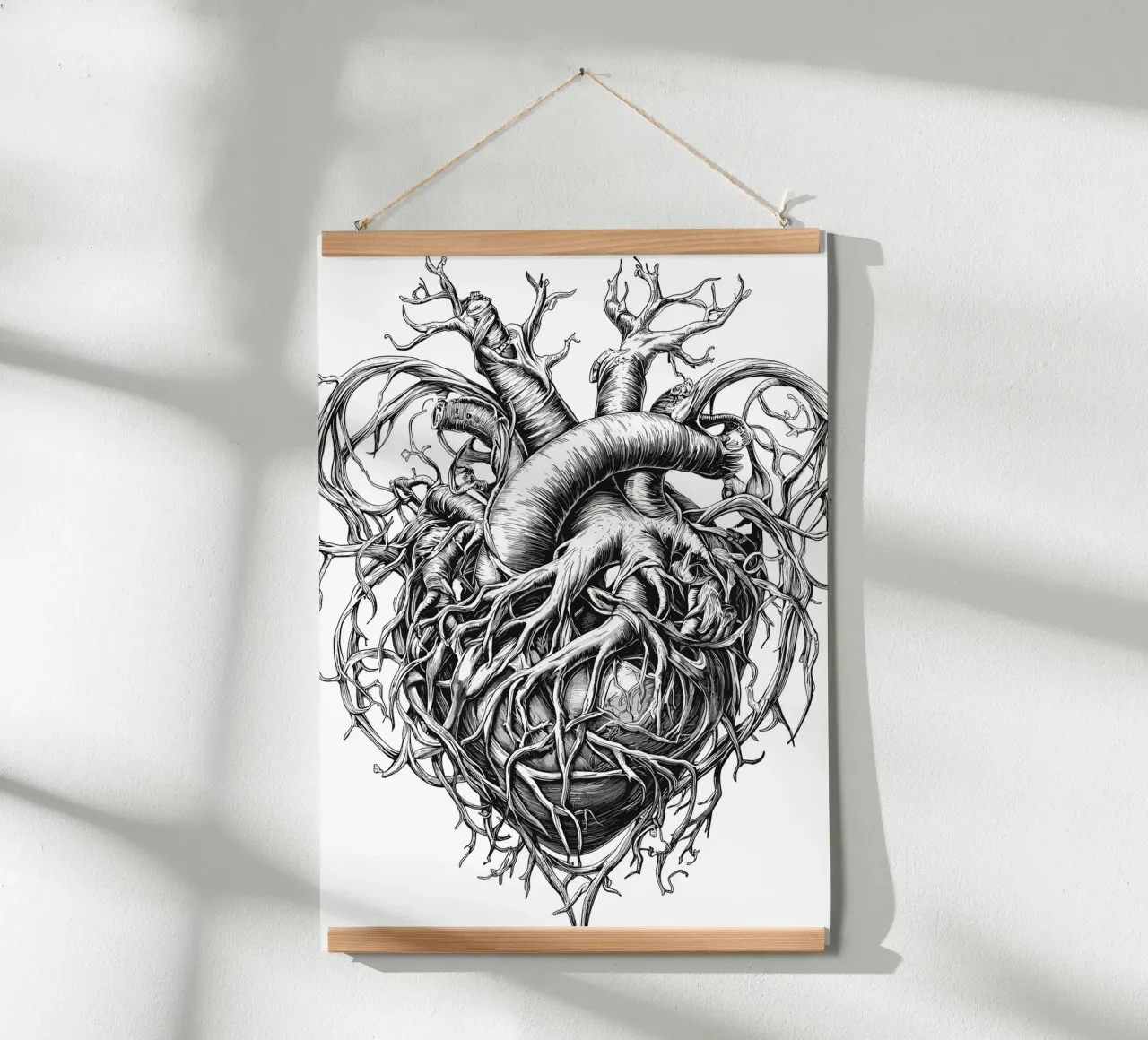 L'anatomia intrecciata della natura poster con telaio in legno da pixelbull - medieval art and more