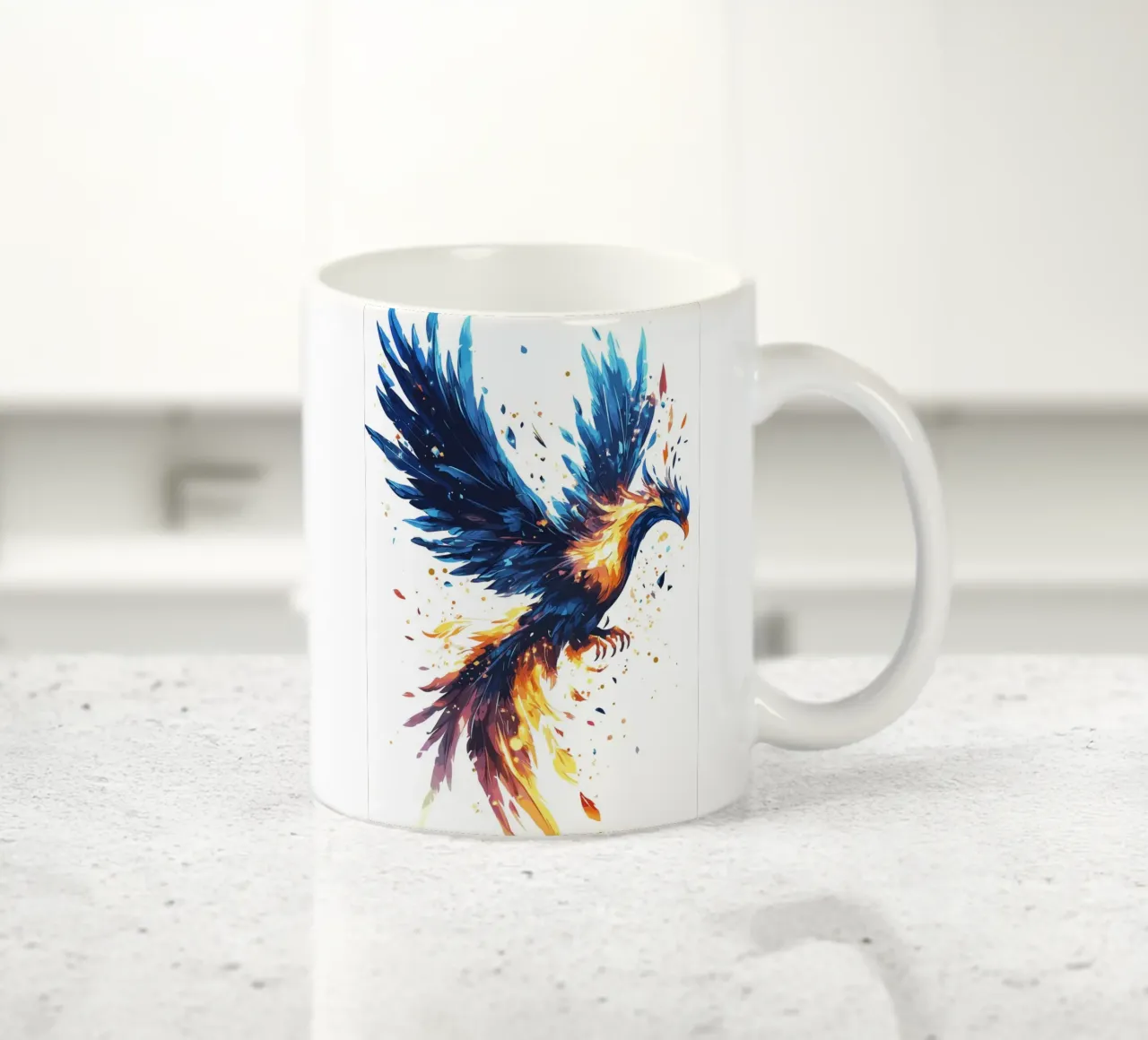 L'ascesa della fenice ardente tazza in ceramica da pixelbull - medieval art and more