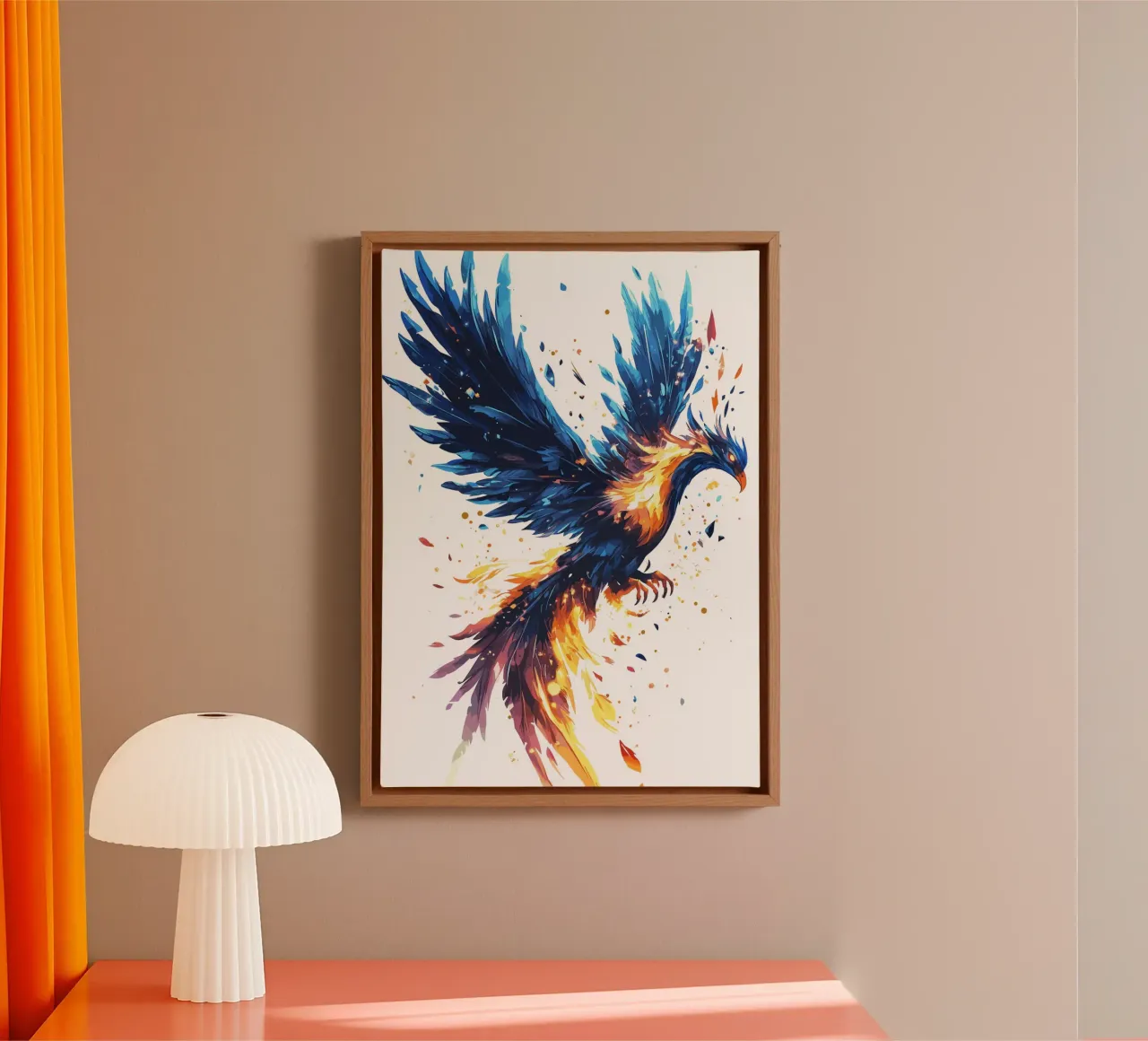 L'ascesa della fenice ardente tela con Cornice a cassetta da pixelbull - medieval art and more