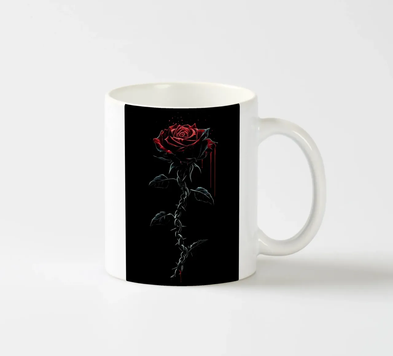 Collana di rose rosso sangue con spine tazza in ceramica da pixelbull - medieval art and more