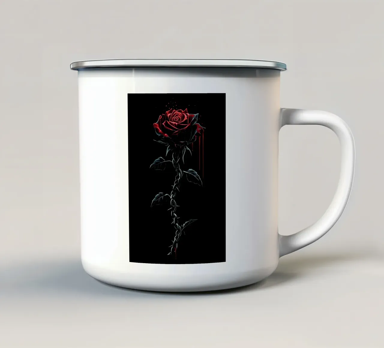 Collana di rose rosso sangue con spine tazza in smalto da pixelbull - medieval art and more