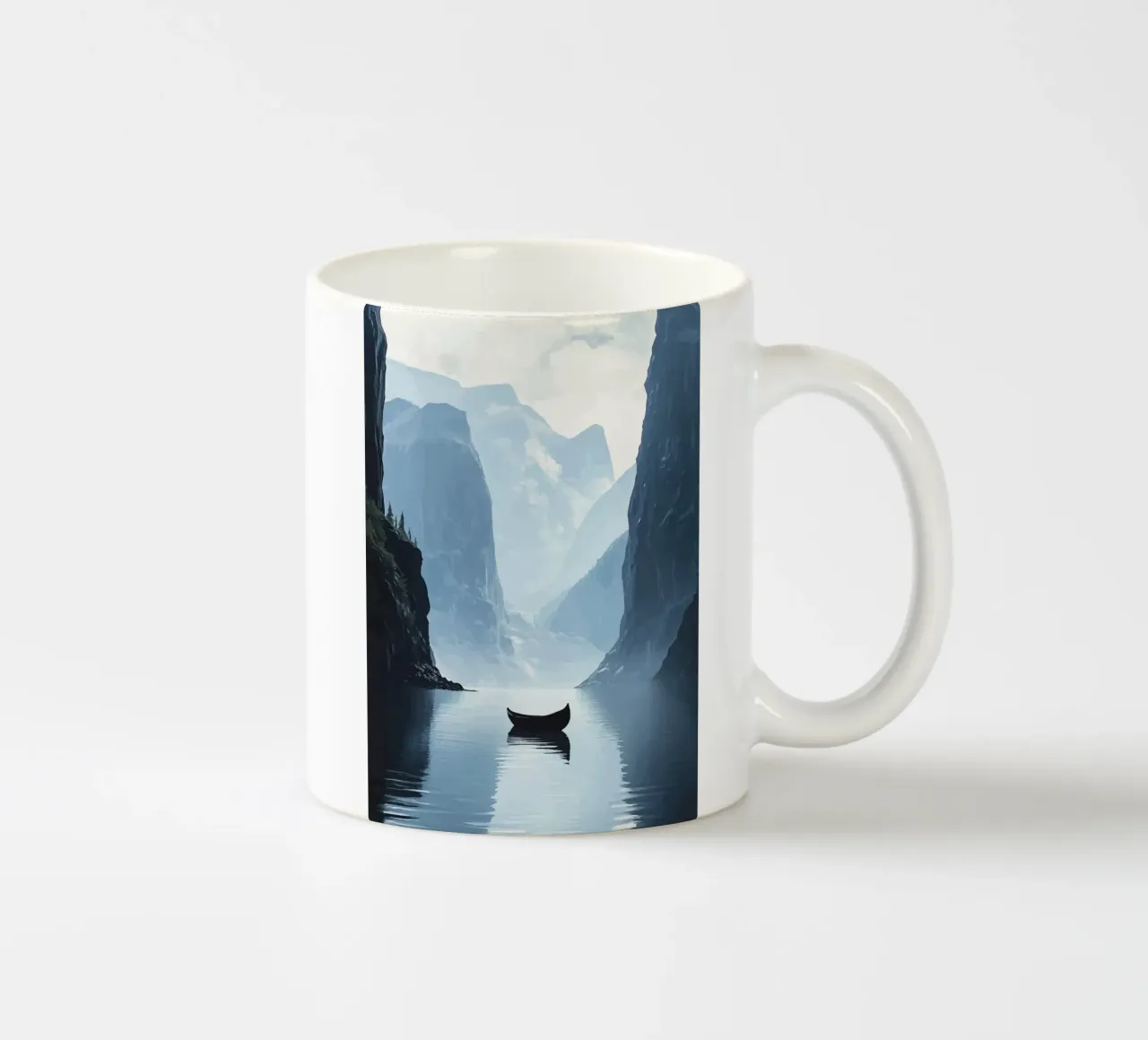 Rustige boot in de fjord keramische mok van pixelbull - medieval art and more