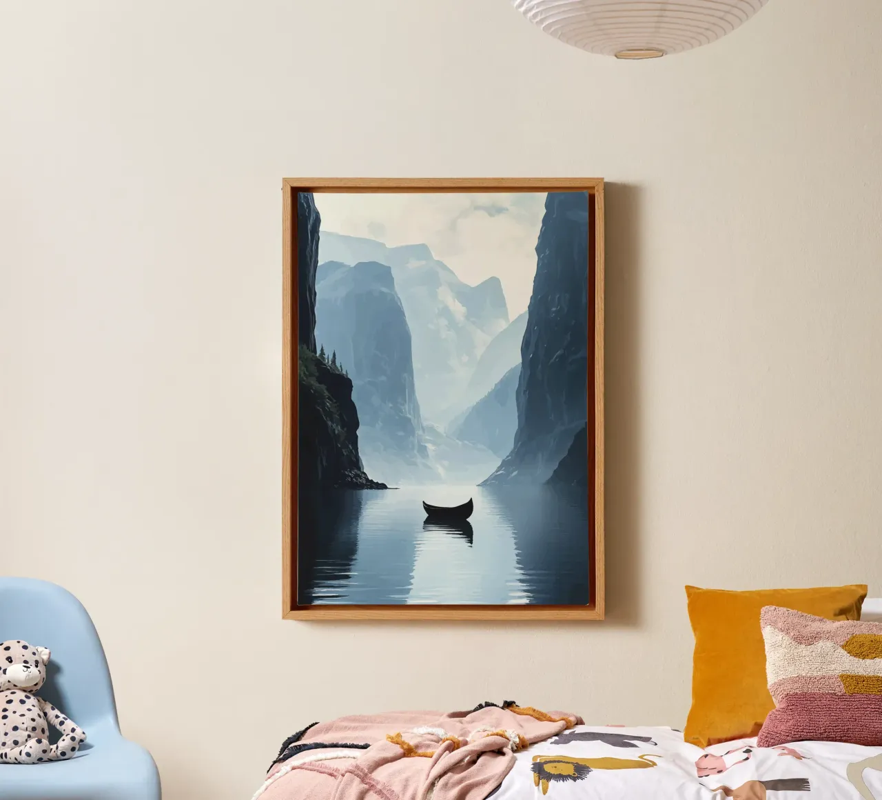 Rustige boot in de fjord canvas met Baklijst van pixelbull - medieval art and more