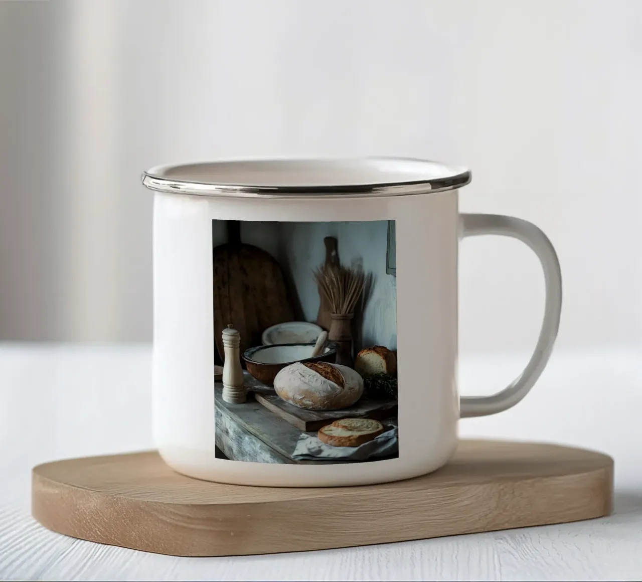 Idillio rustico per gli spuntini tazza in smalto da pixelbull - medieval art and more