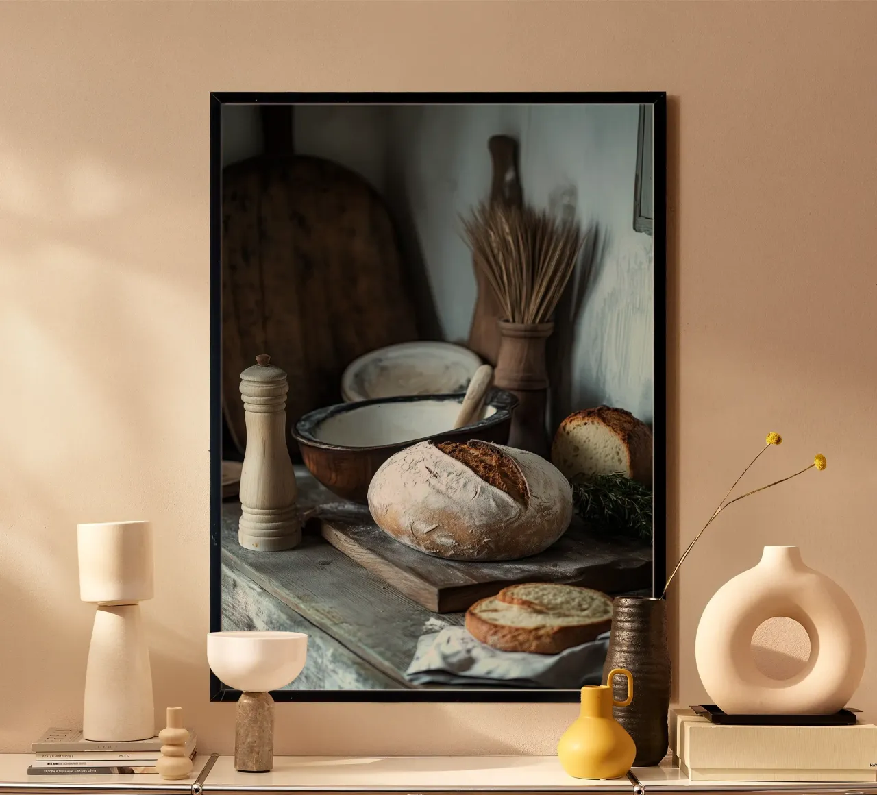 Idillio rustico per gli spuntini poster con telaio in plastica da pixelbull - medieval art and more