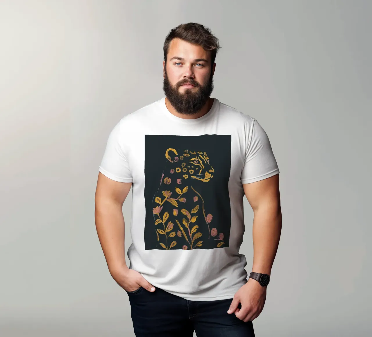 Ghepardo floreale t-shirt da ThingDesign