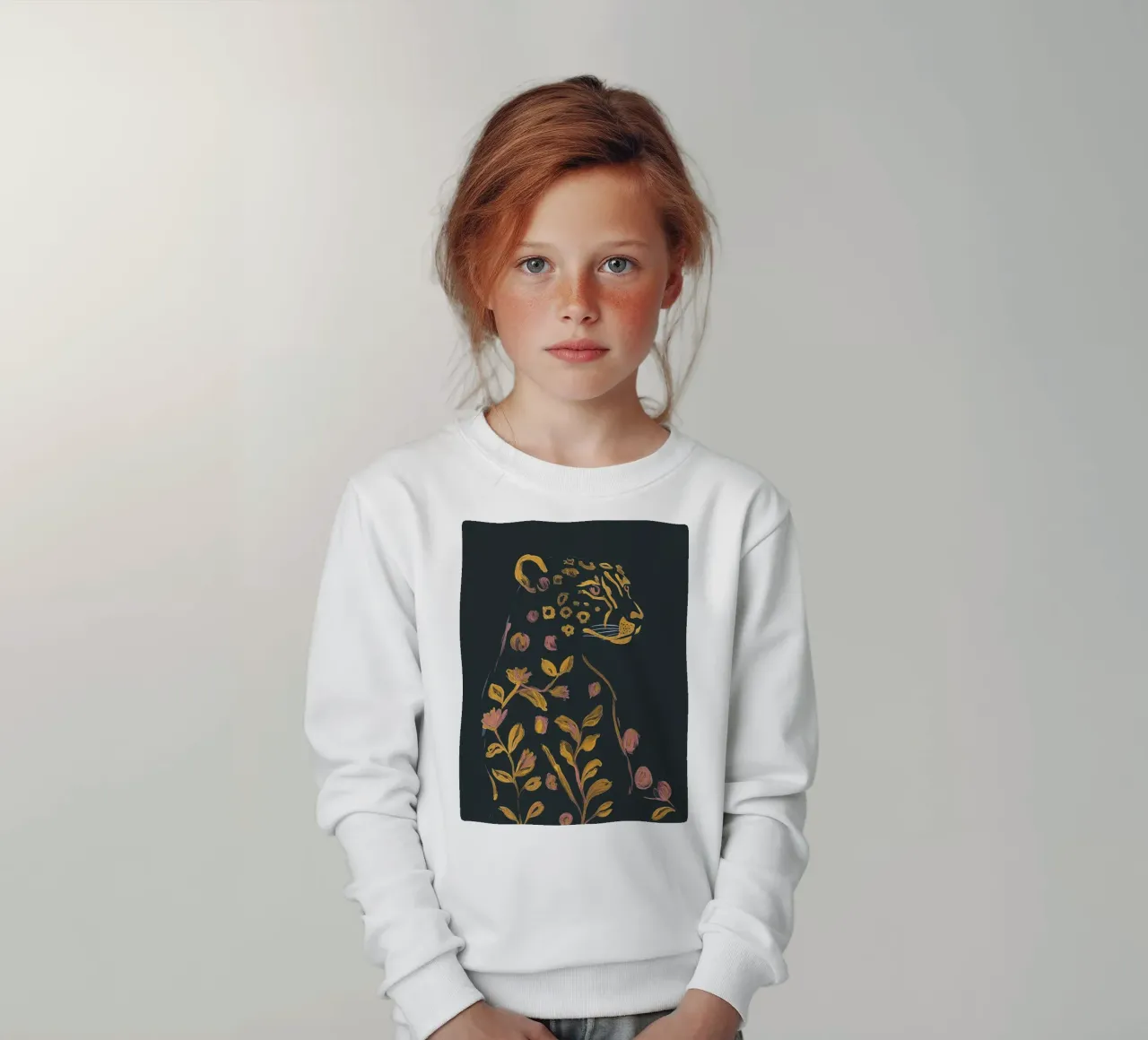Ghepardo floreale felpa bambino da ThingDesign