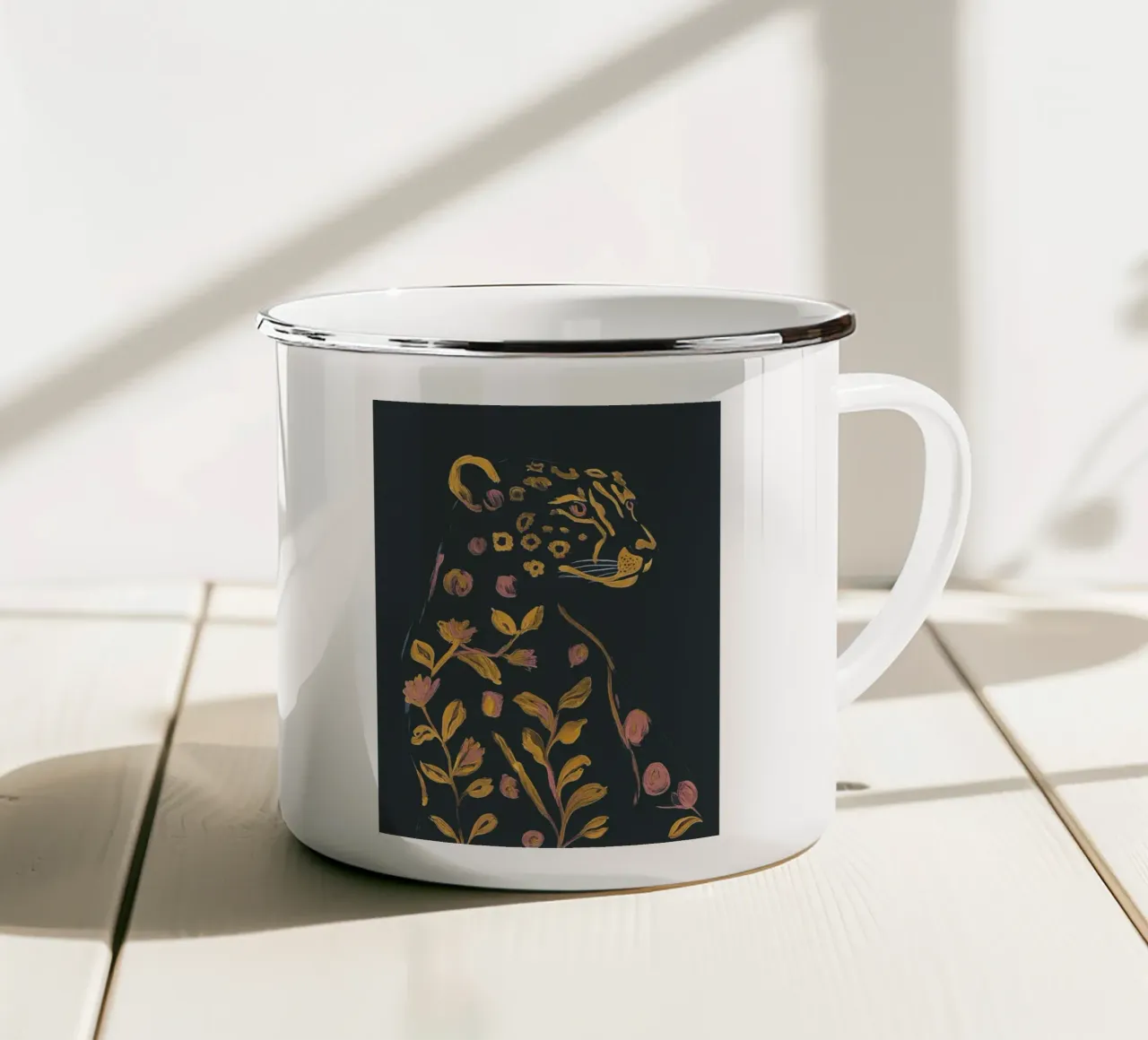 Ghepardo floreale tazza in smalto da ThingDesign
