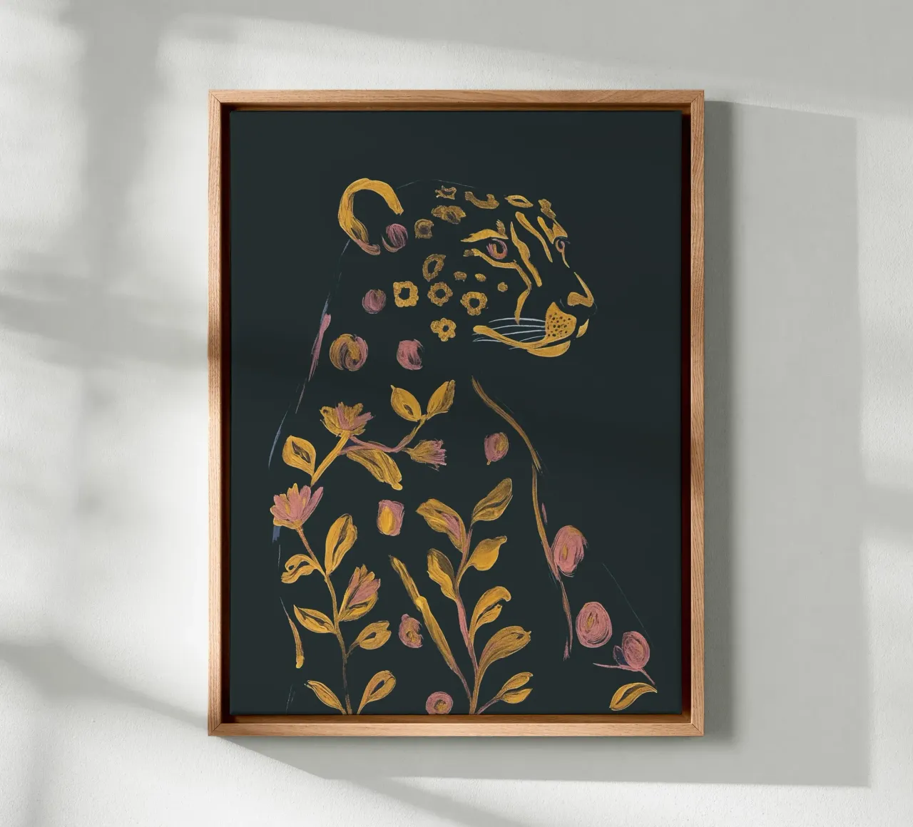 Ghepardo floreale tela con Cornice a cassetta da ThingDesign