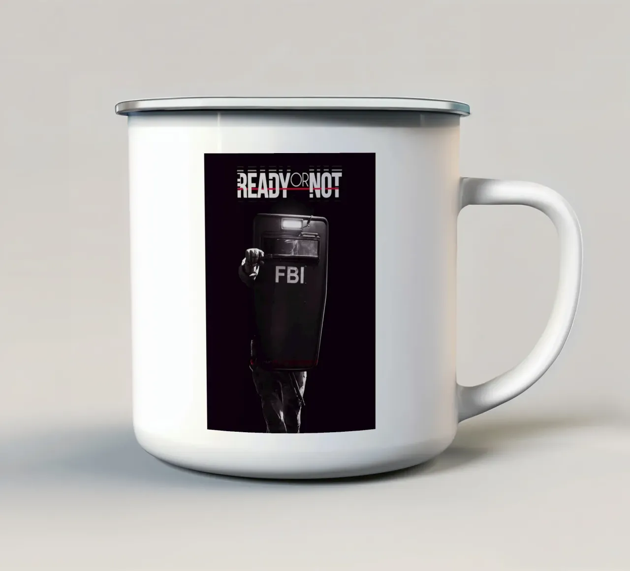 Ready or Not tazza in smalto da Musadad Shop