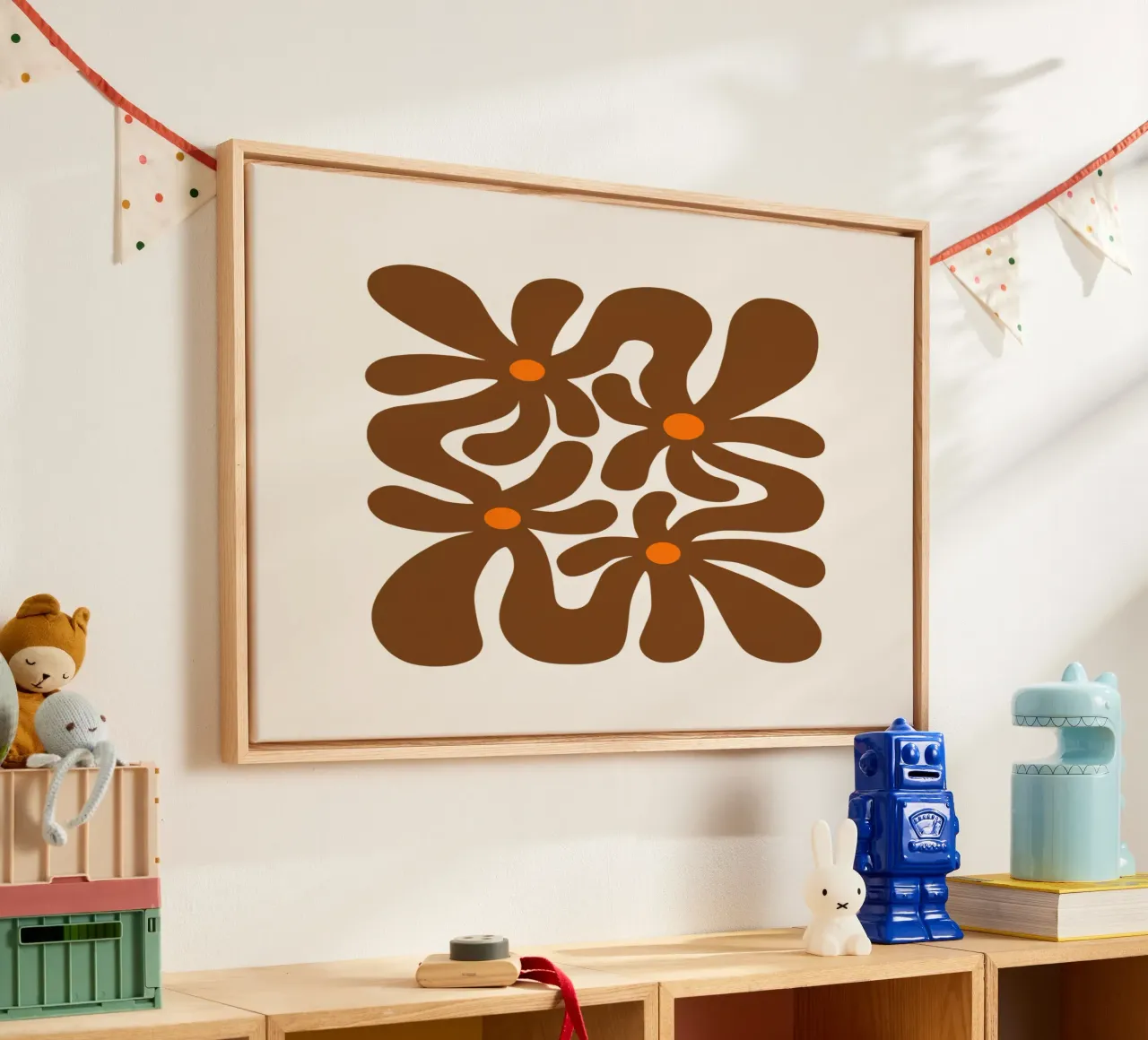 Retro-Blumendesign Leinwand von Asha Designs