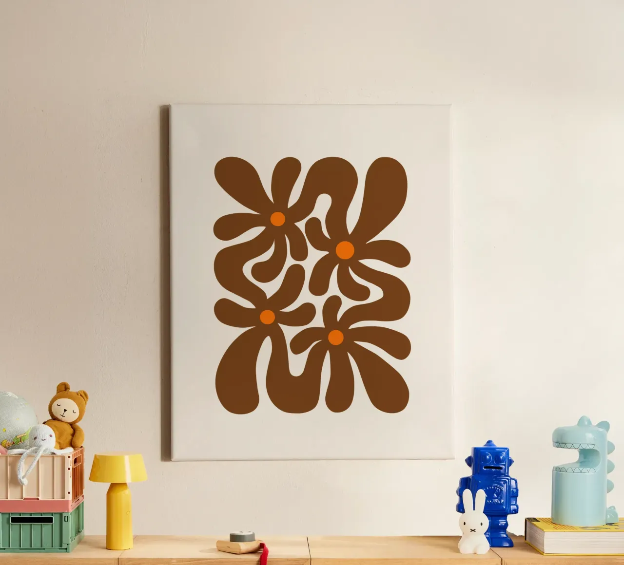 Retro-Blumendesign Leinwand von Asha Designs
