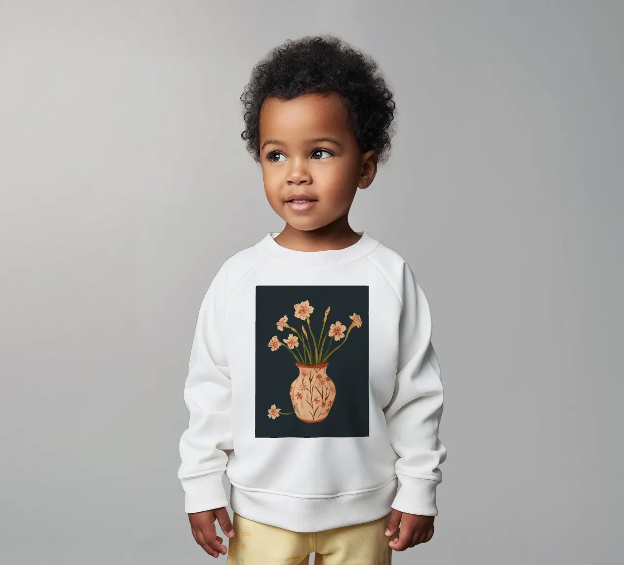 Fiori di colore rosa in un vaso dipinto felpa neonato da ThingDesign