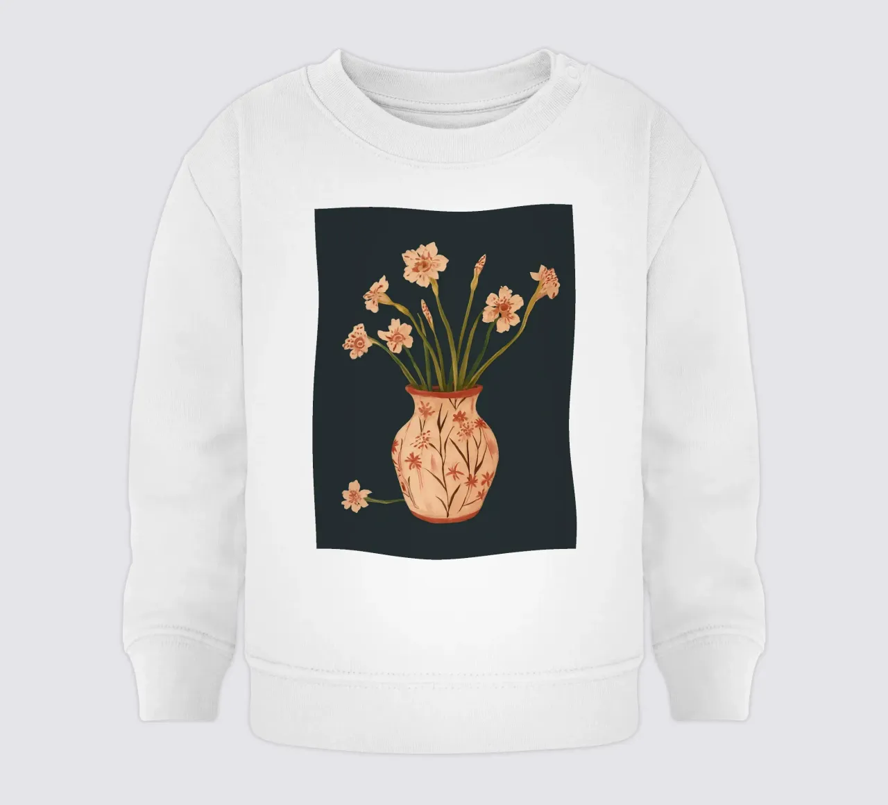 Fiori di colore rosa in un vaso dipinto felpa neonato da ThingDesign