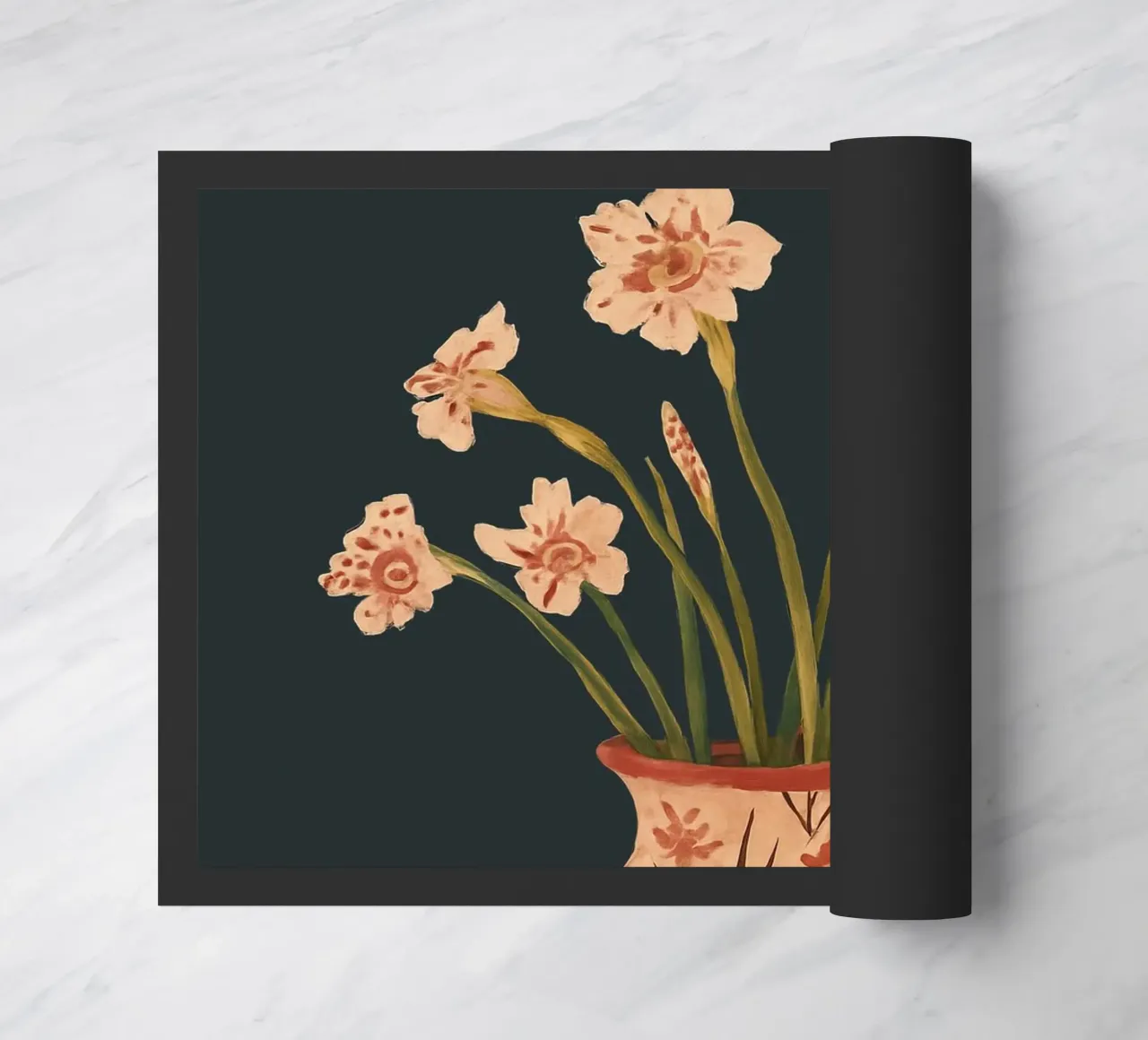 Fiori di colore rosa in un vaso dipinto zerbino da ThingDesign