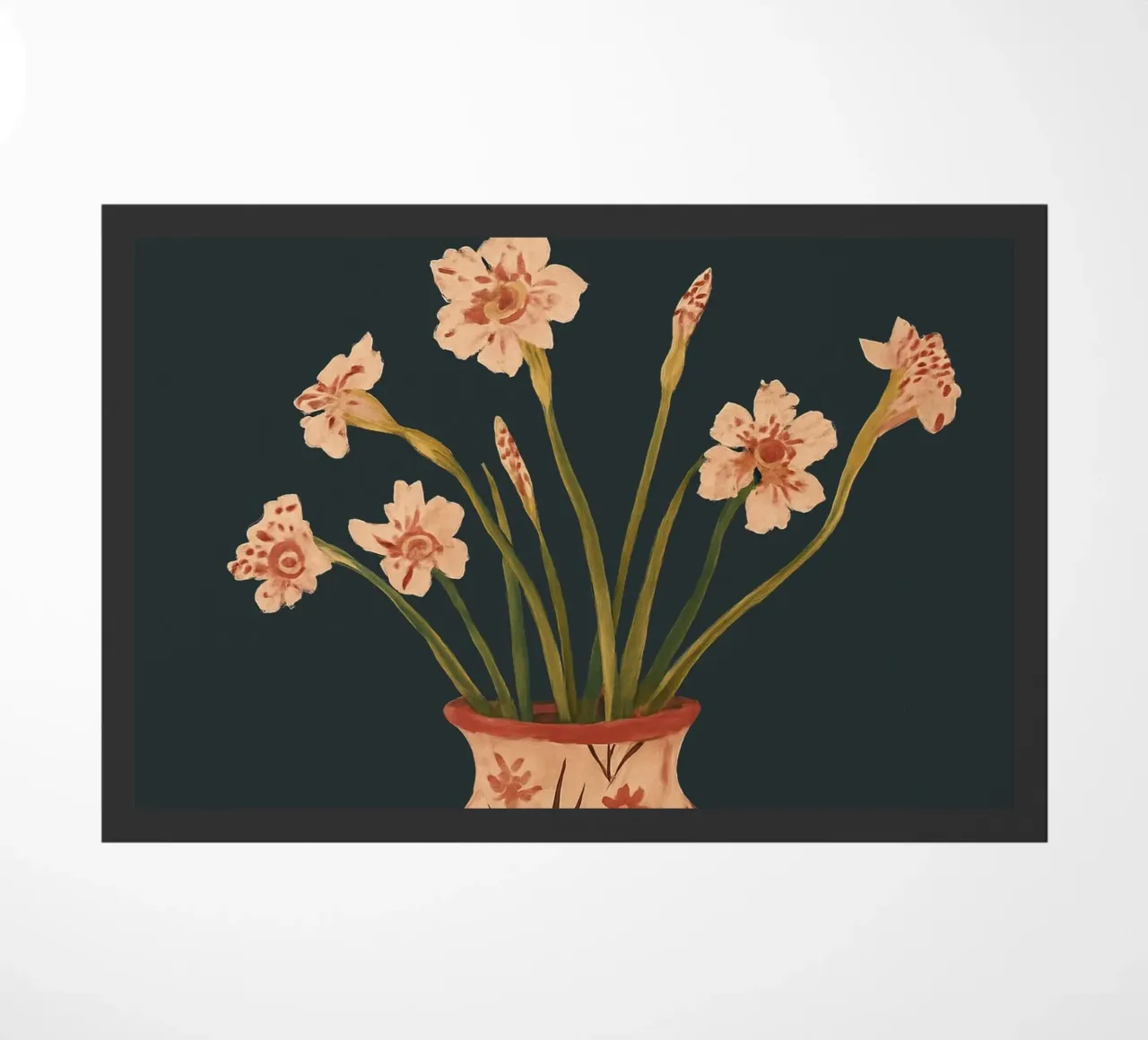 Fiori di colore rosa in un vaso dipinto zerbino da ThingDesign