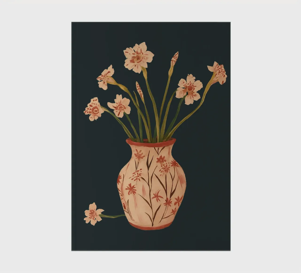 Fiori di colore rosa in un vaso dipinto diario da ThingDesign