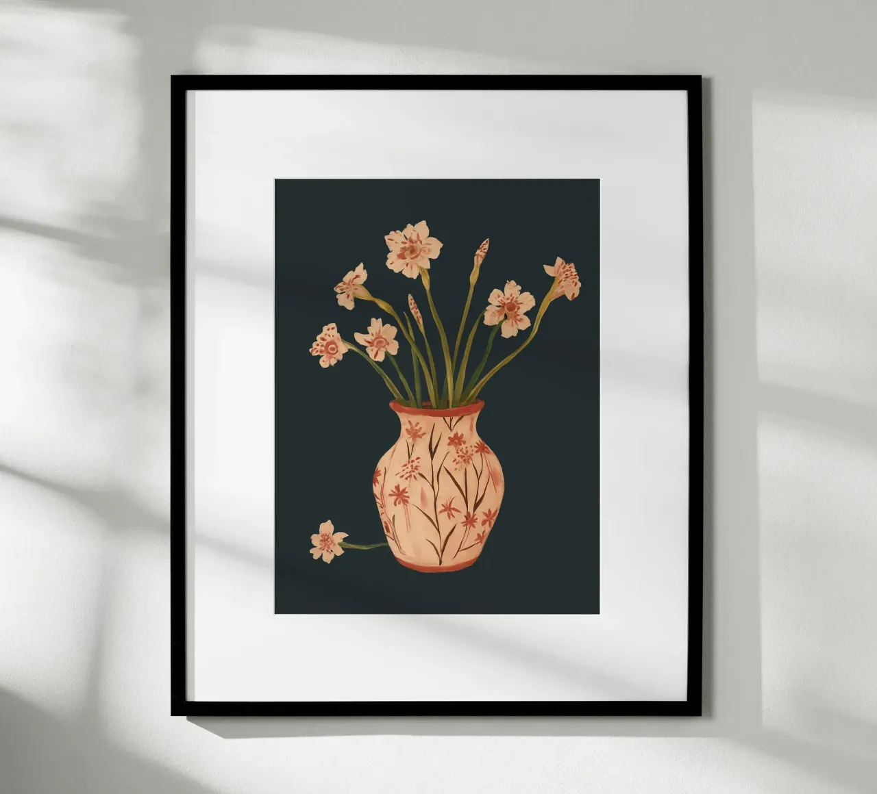 Fiori di colore rosa in un vaso dipinto poster da ThingDesign