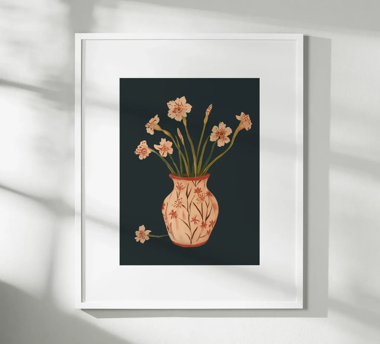 Fiori di colore rosa in un vaso dipinto poster da ThingDesign