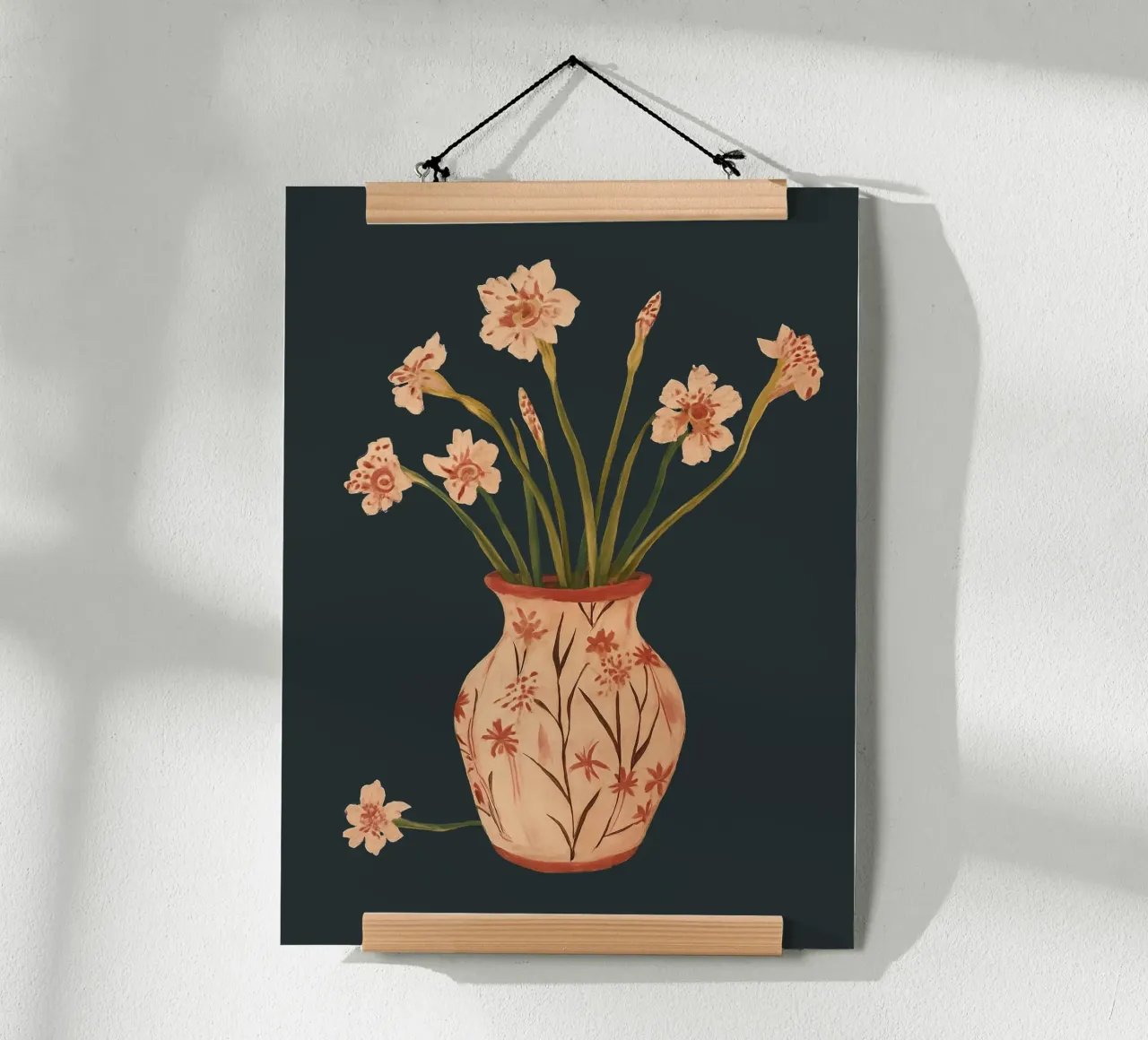 Fiori di colore rosa in un vaso dipinto poster da ThingDesign