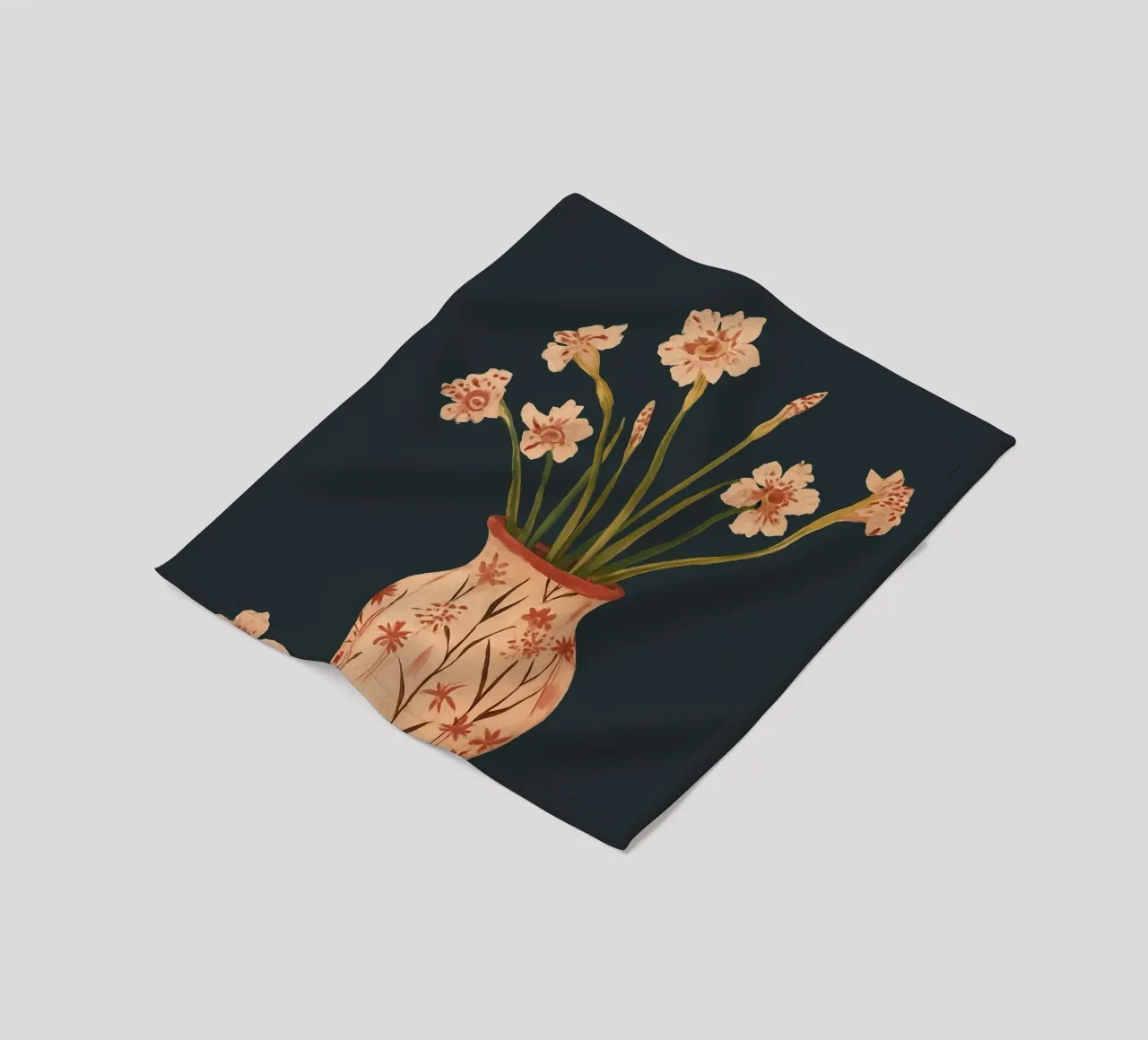 Fiori di colore rosa in un vaso dipinto coperta in pile da ThingDesign