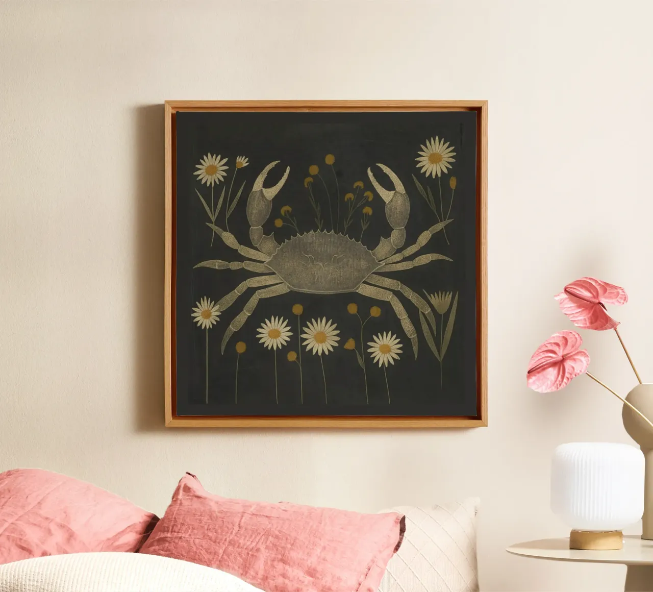 Granchio con margherite tela con Cornice a cassetta da ThingDesign