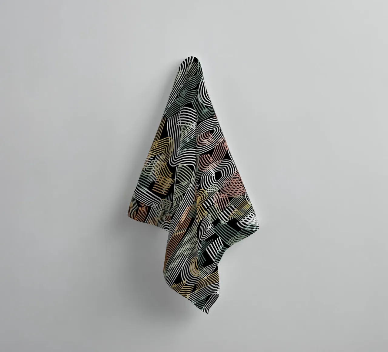 Chaos line abstract towel by Little Dean