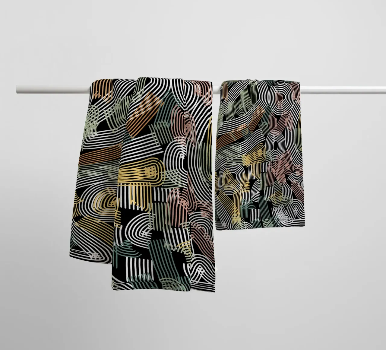 Chaos line abstract towel by Little Dean