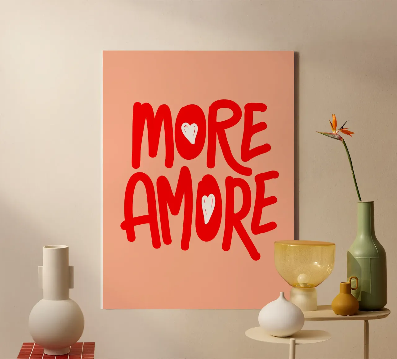 More AMORE typography canvas with Floater frame by dericktype