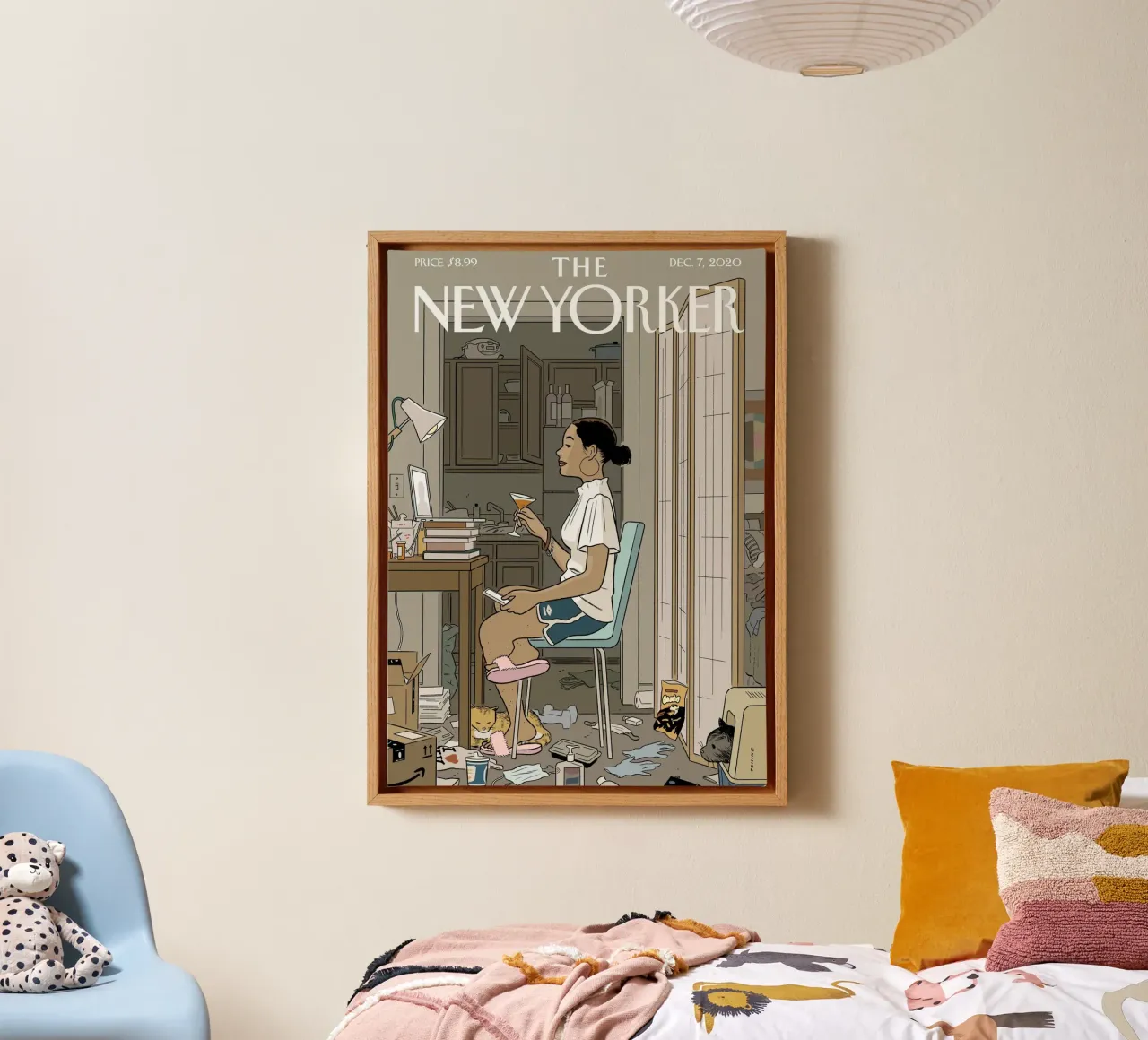 Il New Yorker dicembre 2020 tela con Cornice a cassetta da Mr.Lorenzo