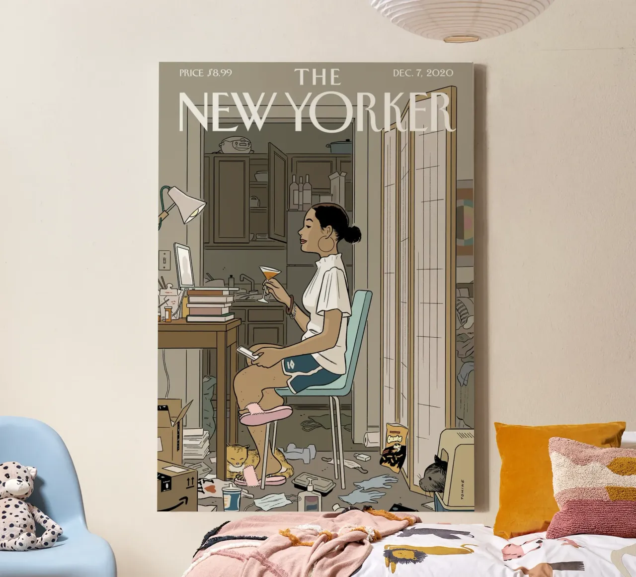 Il New Yorker dicembre 2020 tela con Cornice a cassetta da Mr.Lorenzo