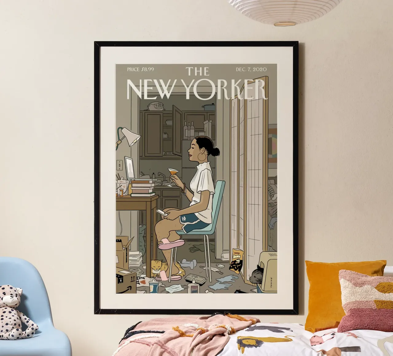 Il New Yorker dicembre 2020 poster con telaio in legno da Mr.Lorenzo