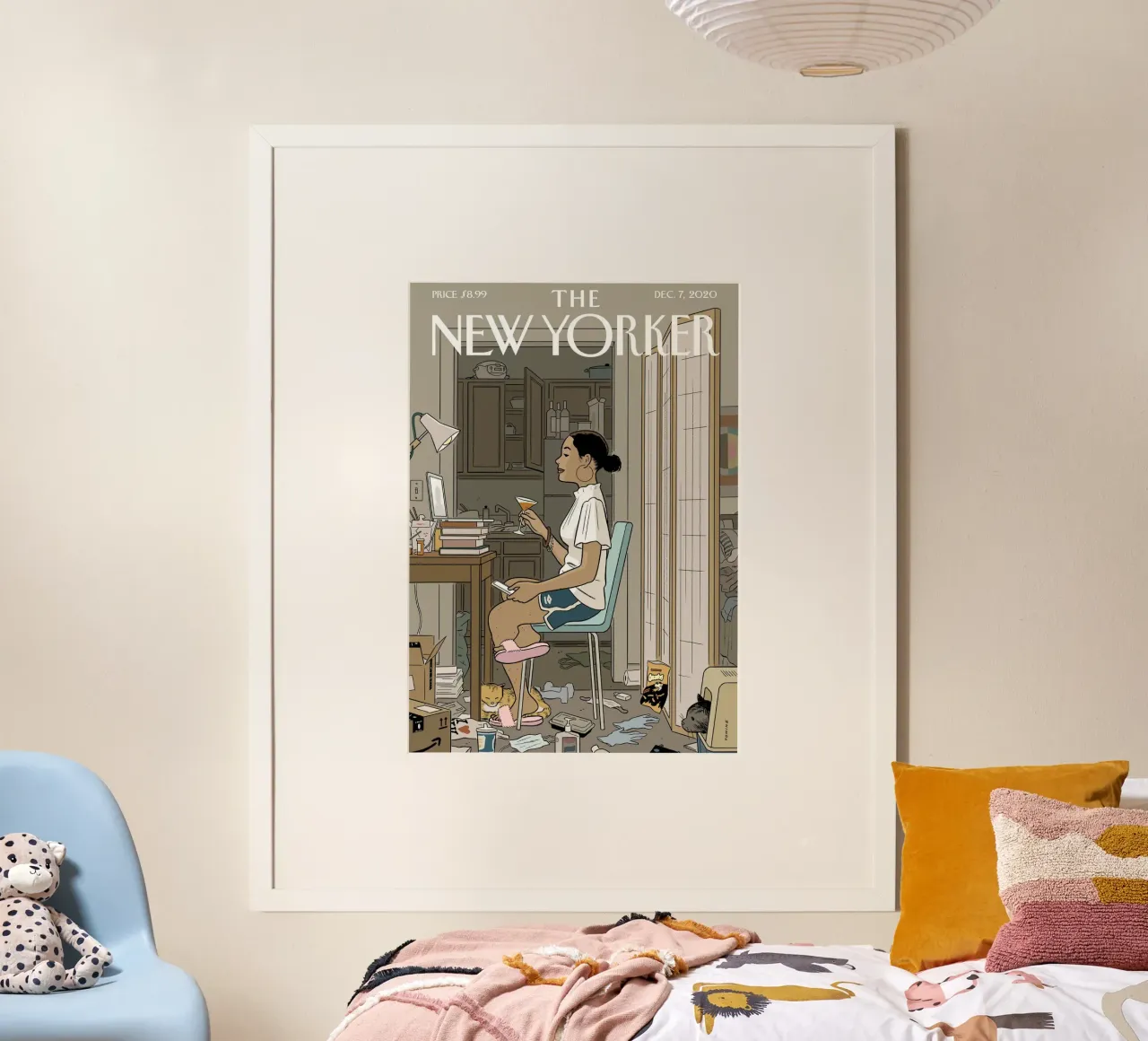 Il New Yorker dicembre 2020 poster con telaio in legno da Mr.Lorenzo