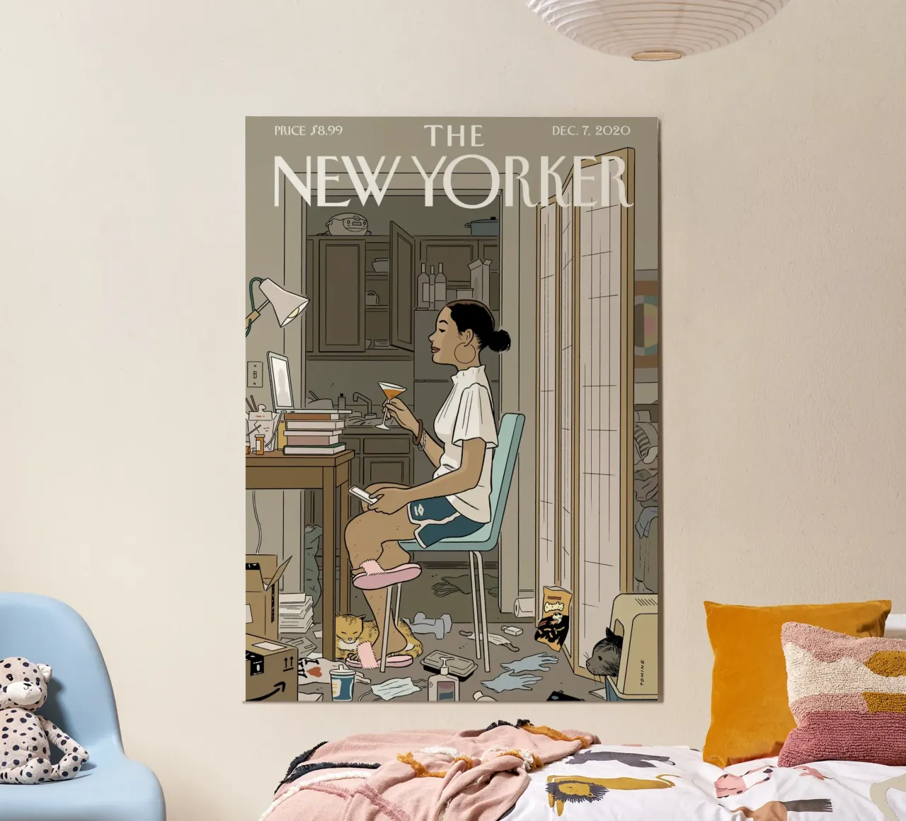 Il New Yorker dicembre 2020 poster con telaio in legno da Mr.Lorenzo
