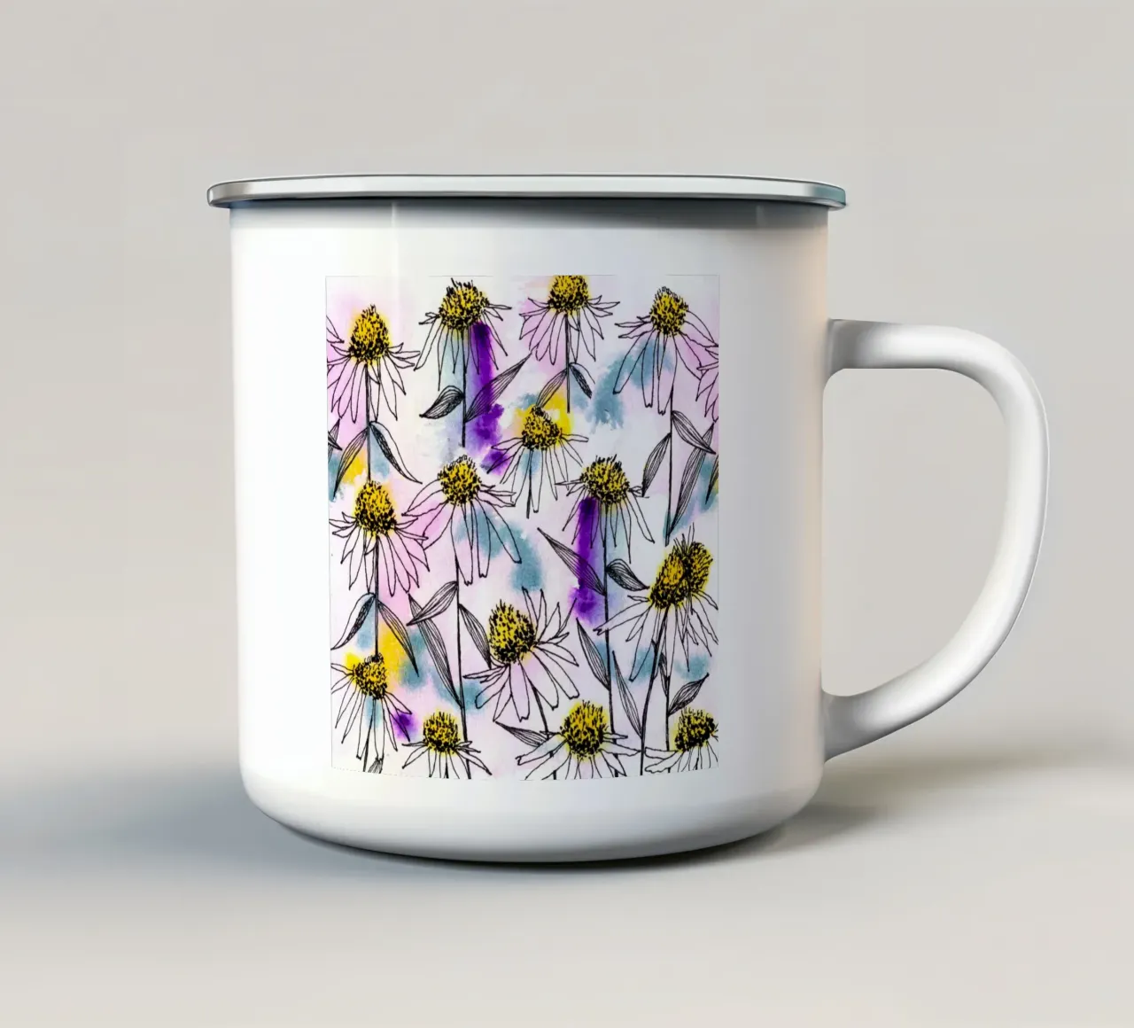 Echinacea tazza in smalto da nicigabrieldesigns