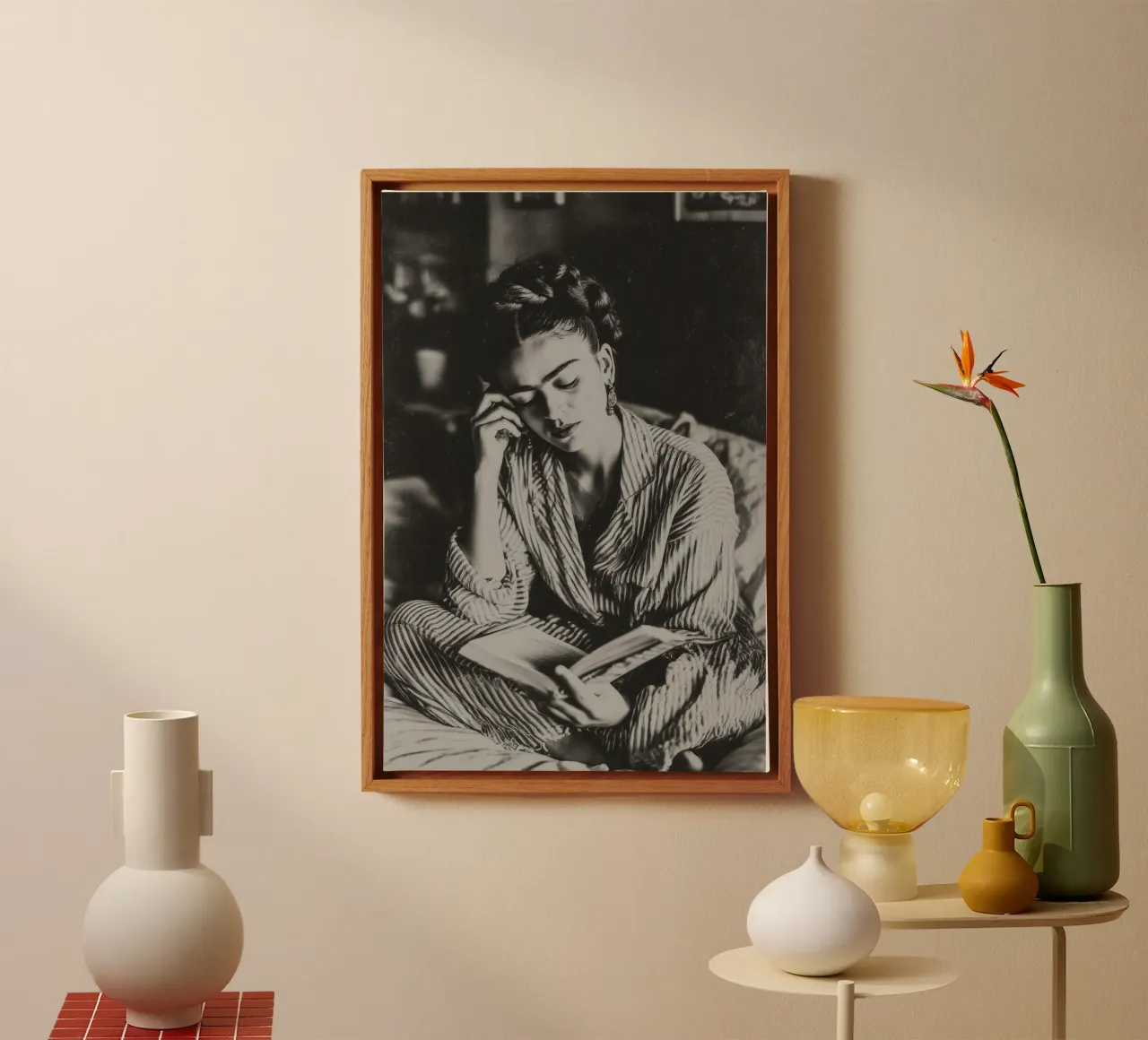 Reading Frida tela con Cornice a cassetta da treechild