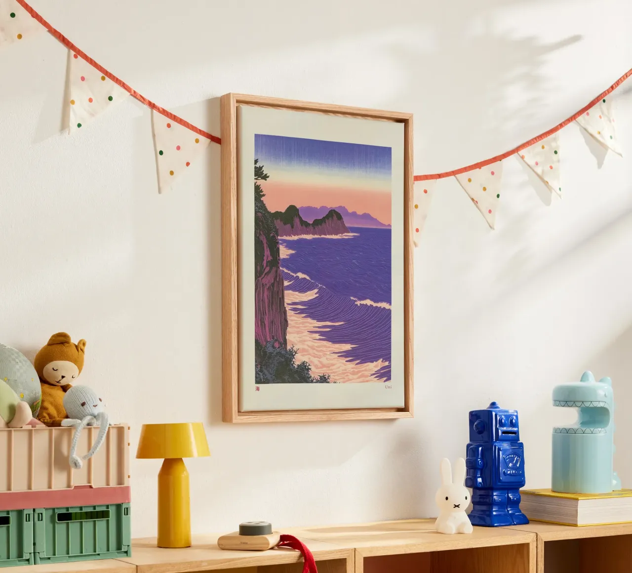The Ocean Print (Japanese Art, Nature, Coast, Fog, Poster) tela con Cornice a cassetta da MNTDPrints