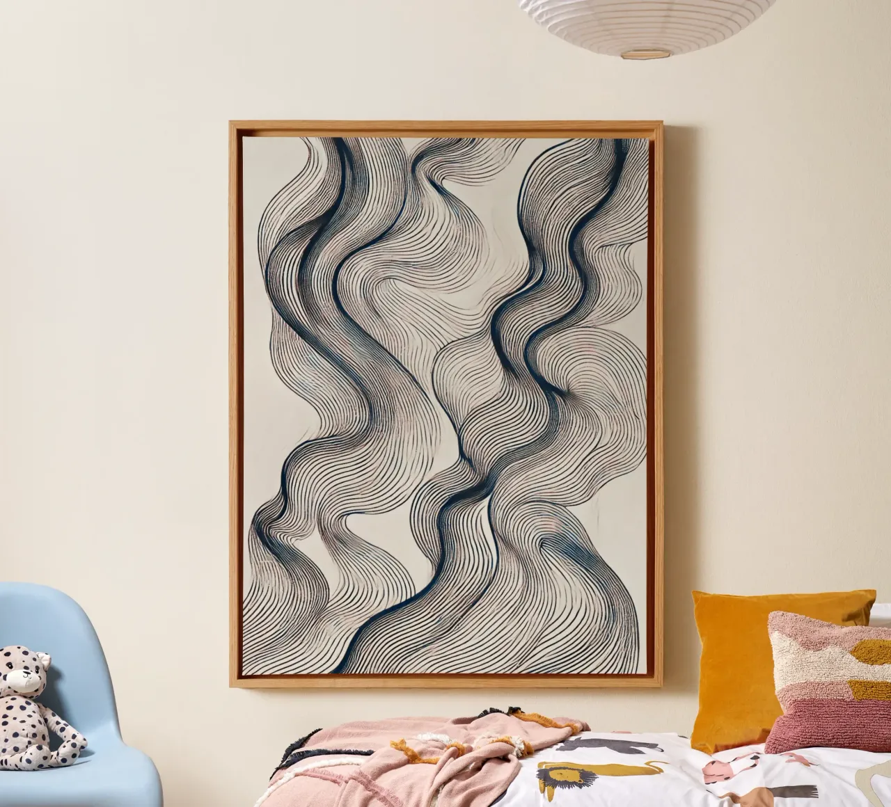 Abstracte golven 3 canvas met Baklijst van WijdevenPrints