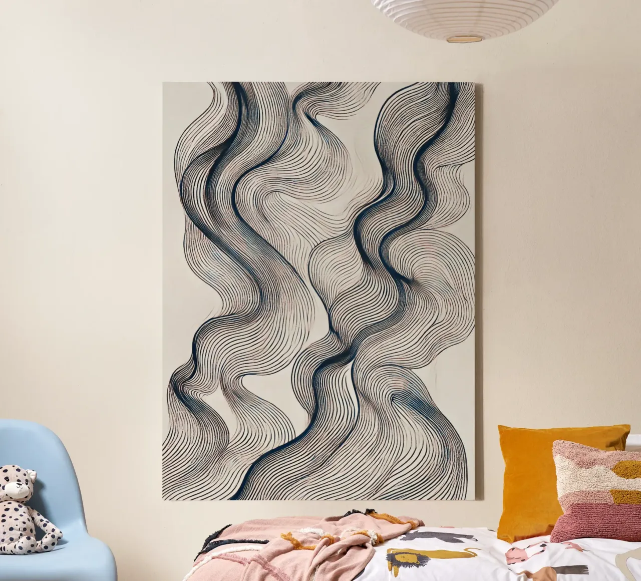 Abstracte golven 3 canvas met Baklijst van WijdevenPrints
