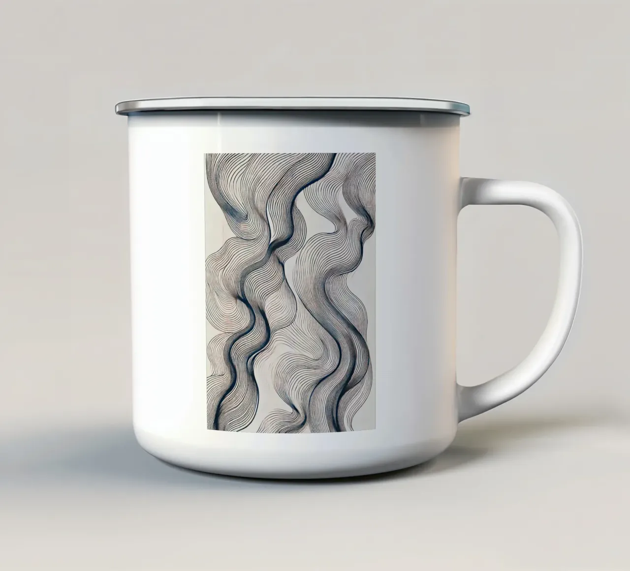 Abstracte golven 4 emaille mok van WijdevenPrints