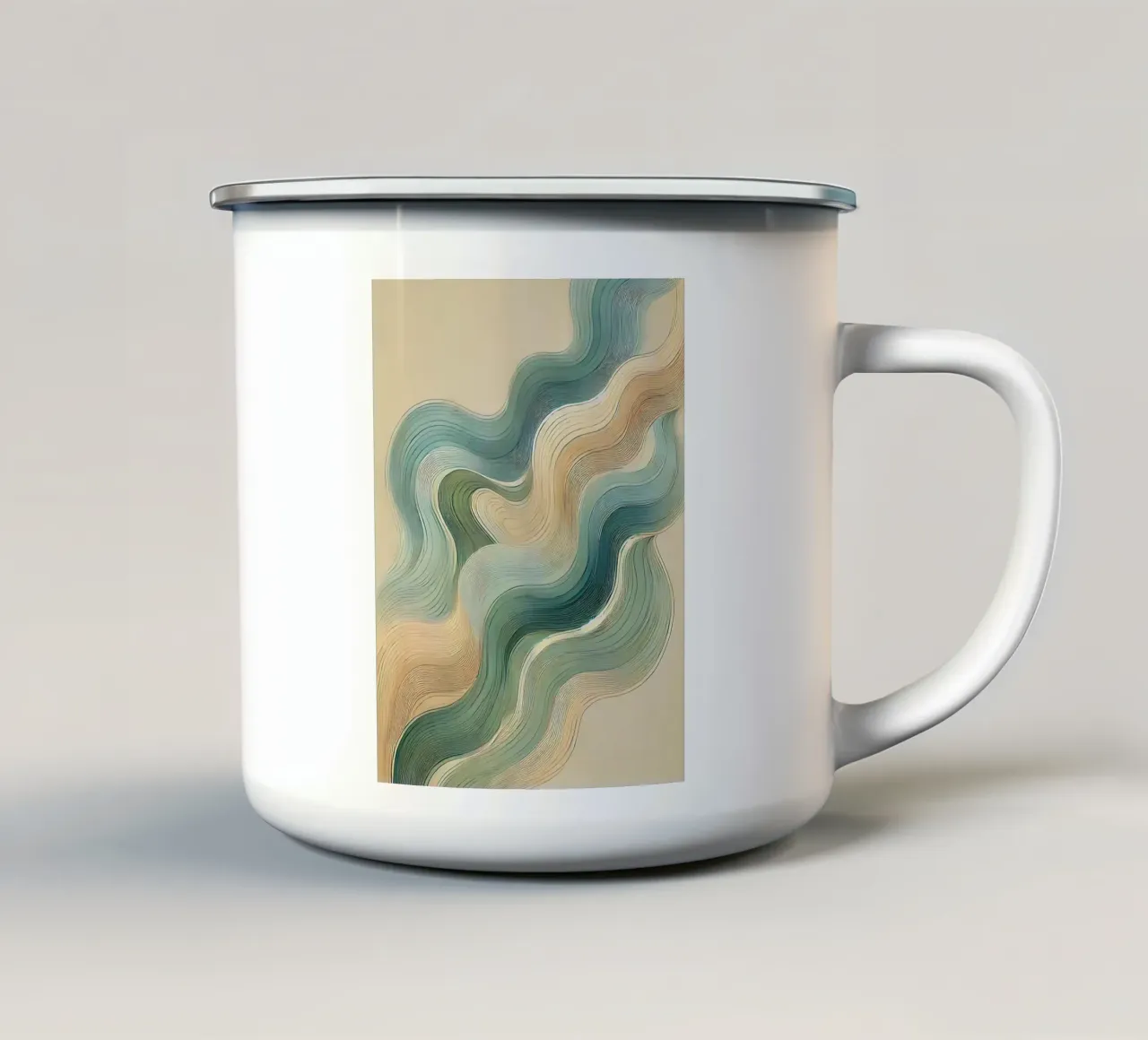 Abstracte golven 5 emaille mok van WijdevenPrints