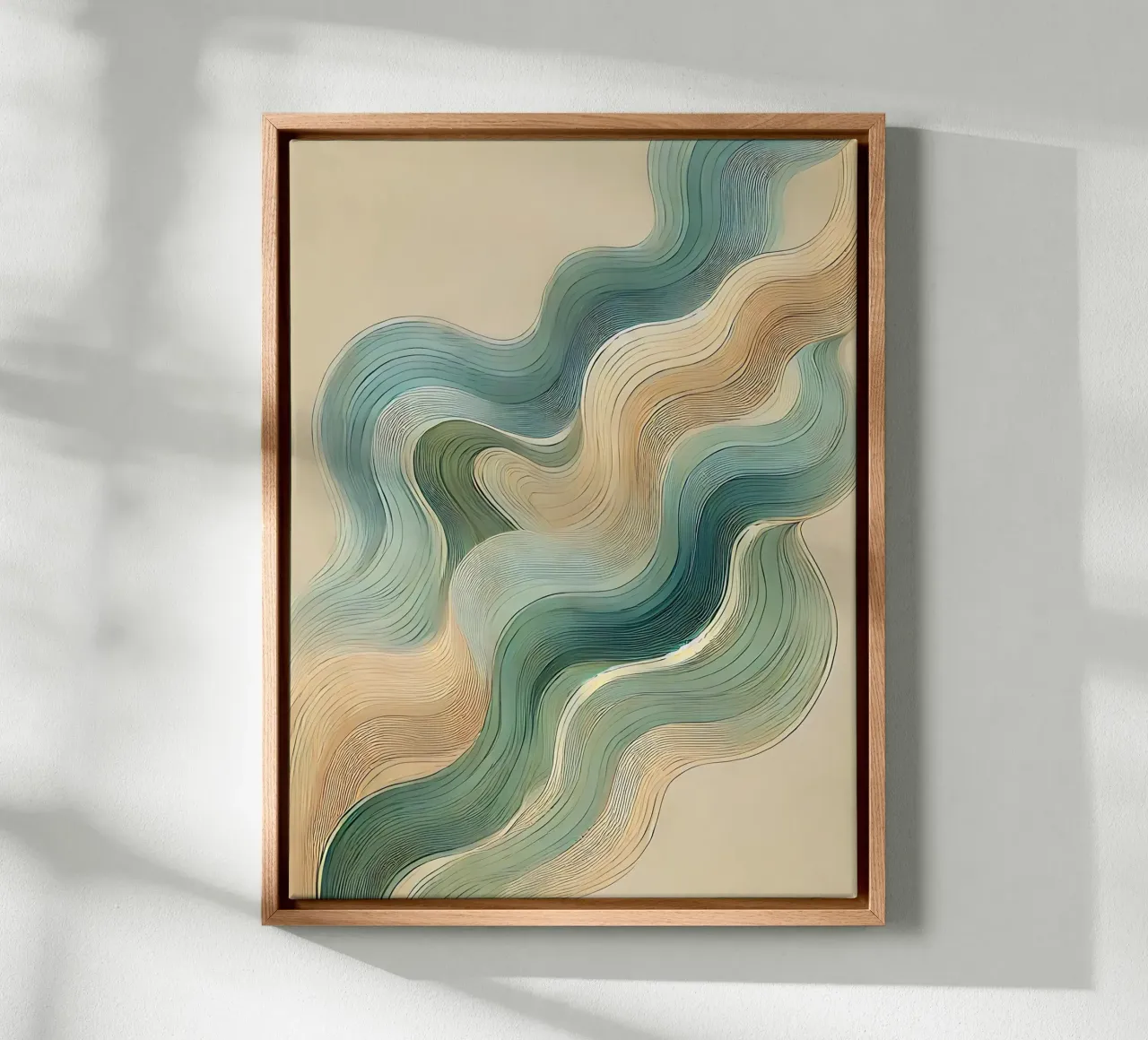 Abstracte golven 5 canvas met Baklijst van WijdevenPrints